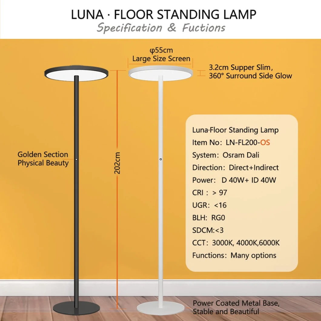 Cmn Round Head Heavy Duty LED Floor Standing Lamp Floor Light for Reading Floor Lamp