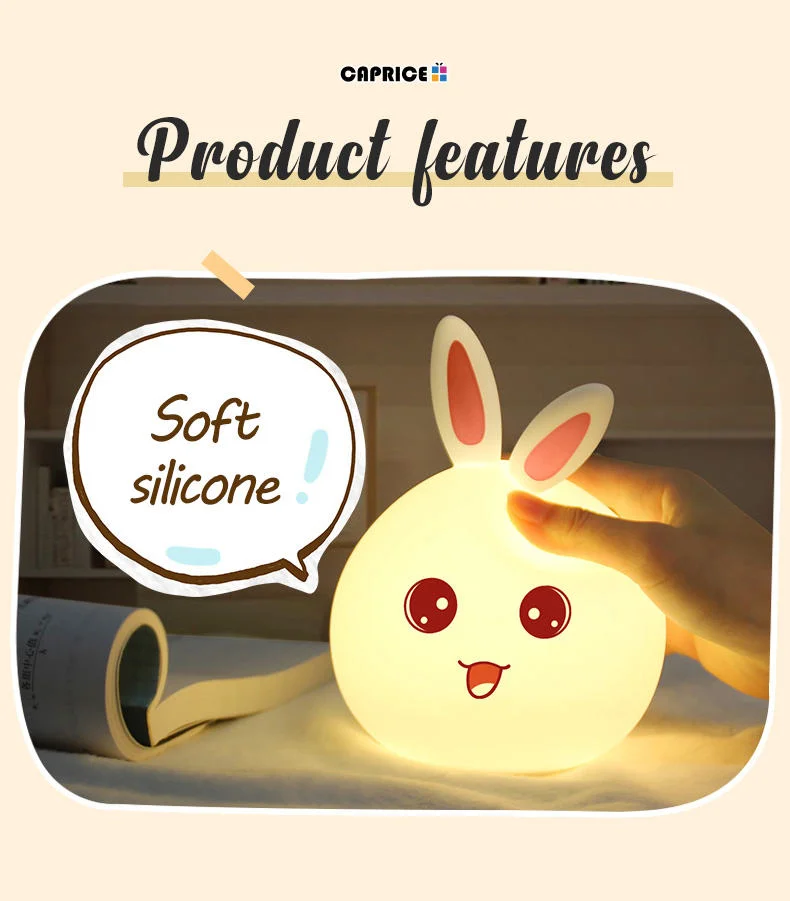 Rabbit Style Soft Table Lights Multicolor Touch Sensor Tap Lighting Night Light